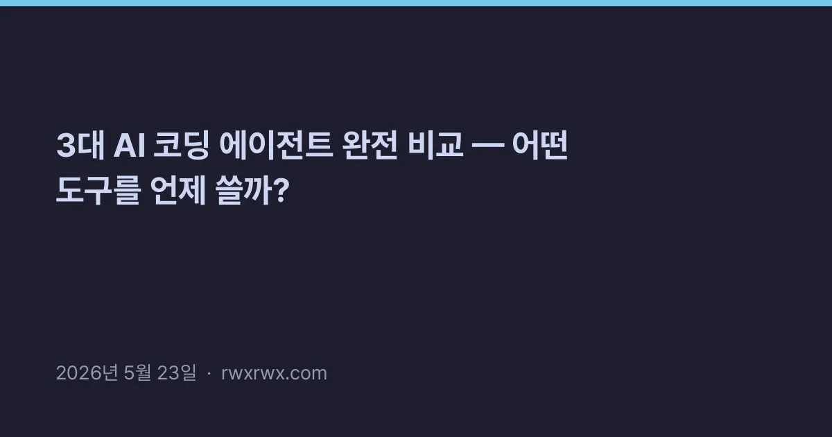 Thumbnail for 3대 AI 코딩 에이전트 완전 비교 — 어떤 도구를 언제 쓸까?
