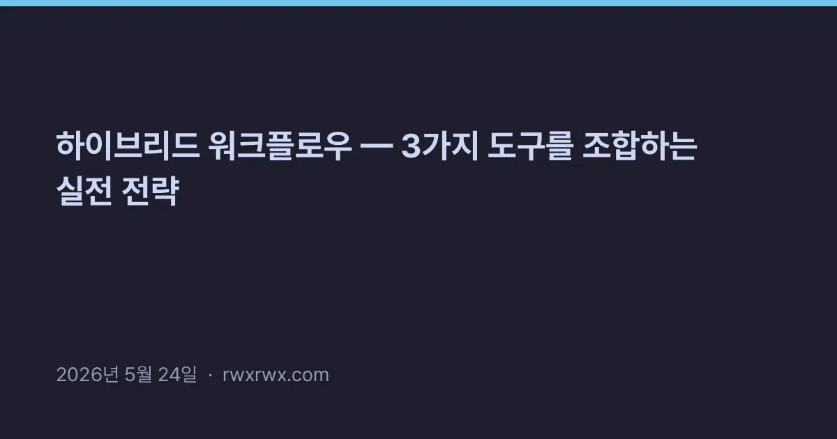 Thumbnail for 하이브리드 워크플로우 — 3가지 도구를 조합하는 실전 전략