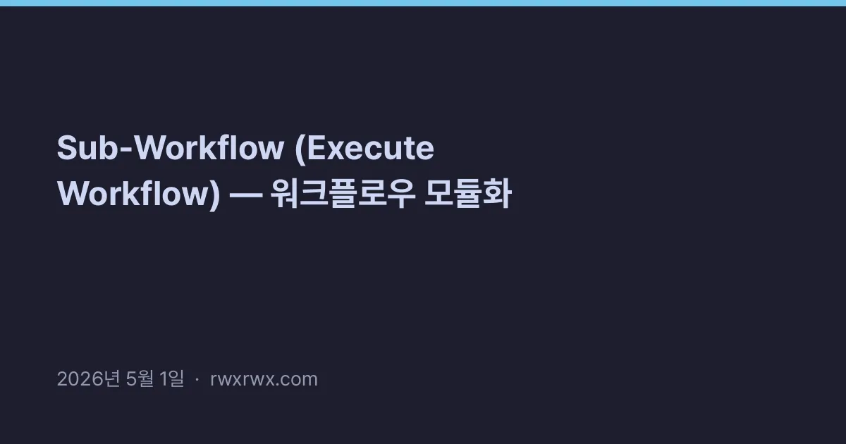 Related: Sub-Workflow (Execute Workflow) — 워크플로우 모듈화