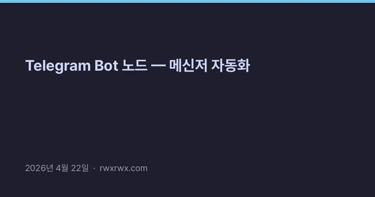 Related: Telegram Bot 노드 — 메신저 자동화