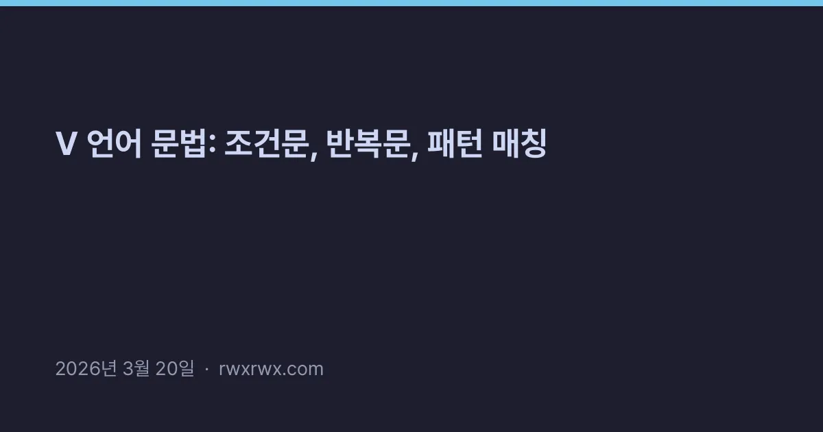 V 언어 문법: 조건문, 반복문, 패턴 매칭