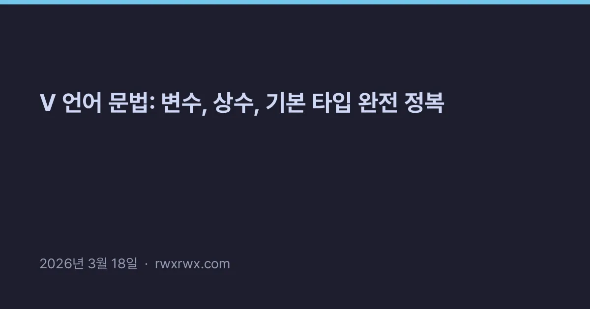 V 언어 문법: 변수, 상수, 기본 타입 완전 정복